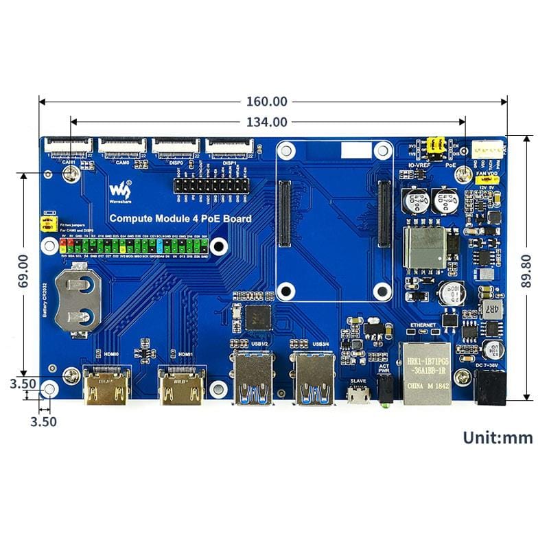 Compute Module 4 IO Board with PoE by Waveshare - The Pi Hut
