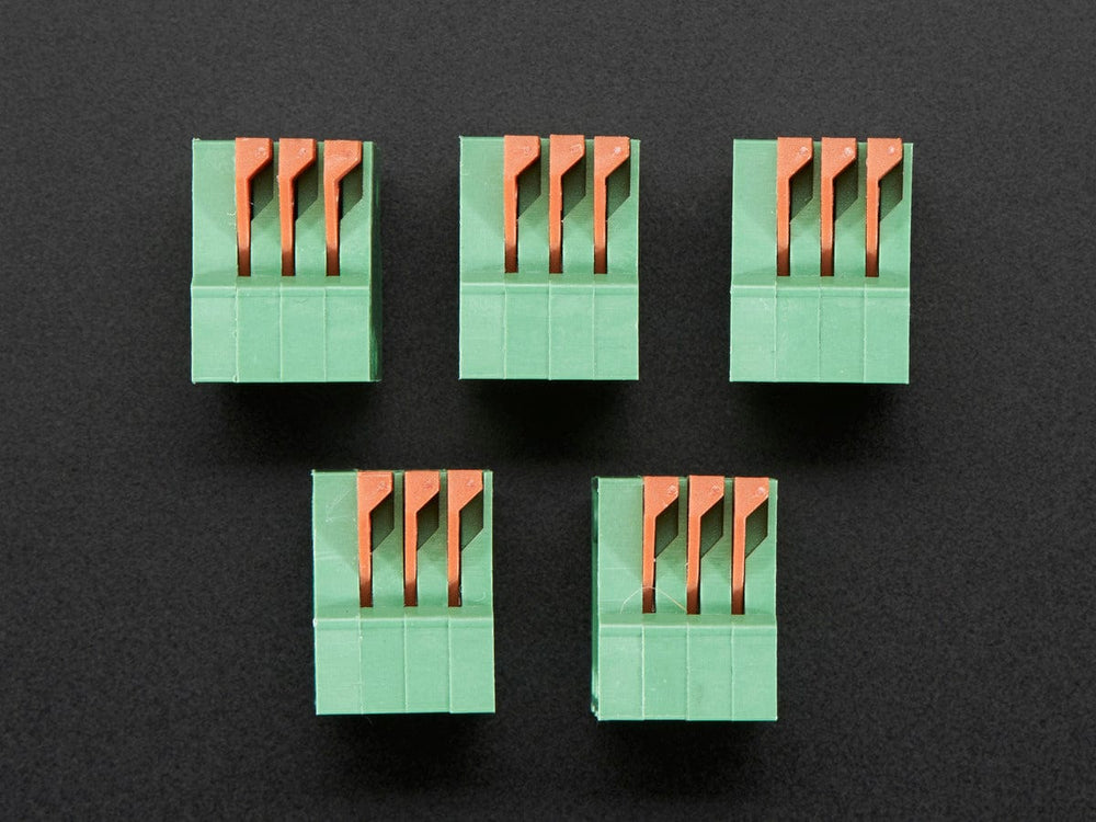 Configurable Spring Terminal Blocks - 3 Pin 0.1" Pitch R/A - x 5 by The Pi Hut - The Pi Hut