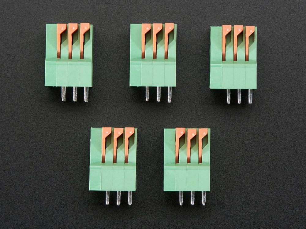 Configurable Spring Terminal Blocks - 3 Pin 0.1" Pitch x 5 by The Pi Hut - The Pi Hut