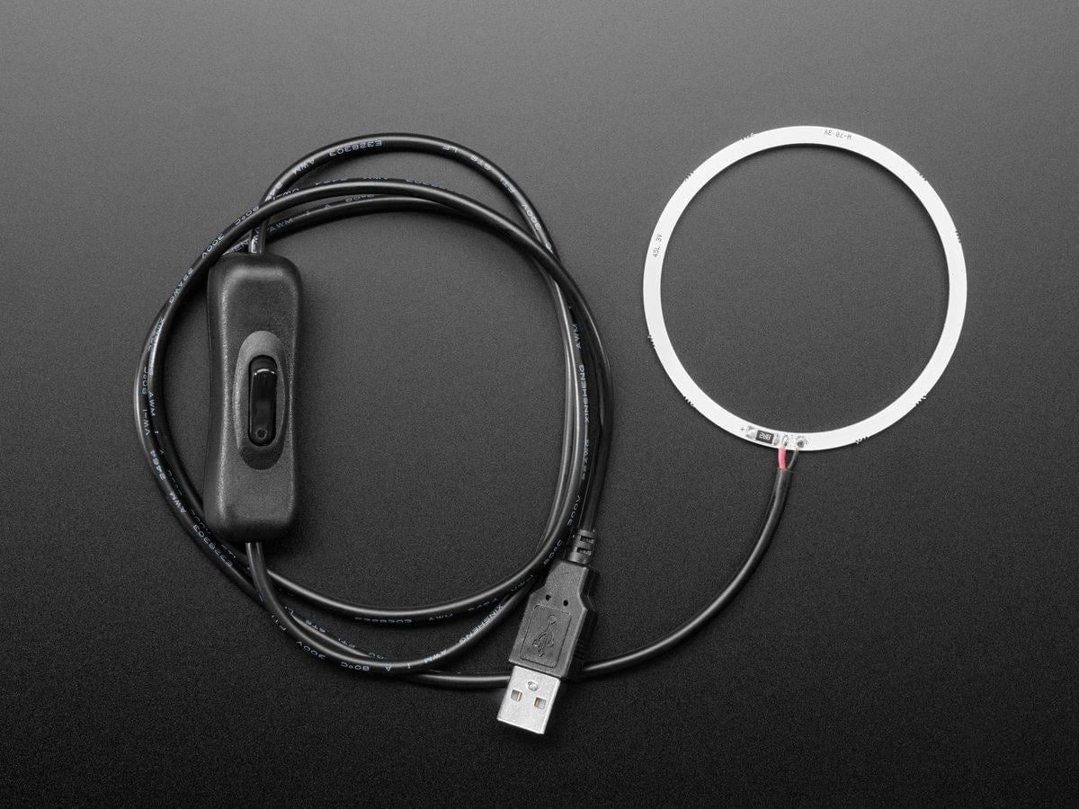 Cool White LED Ring Light with USB Cable and On/Off Switch (70mm Diameter 5V) by The Pi Hut - The Pi Hut