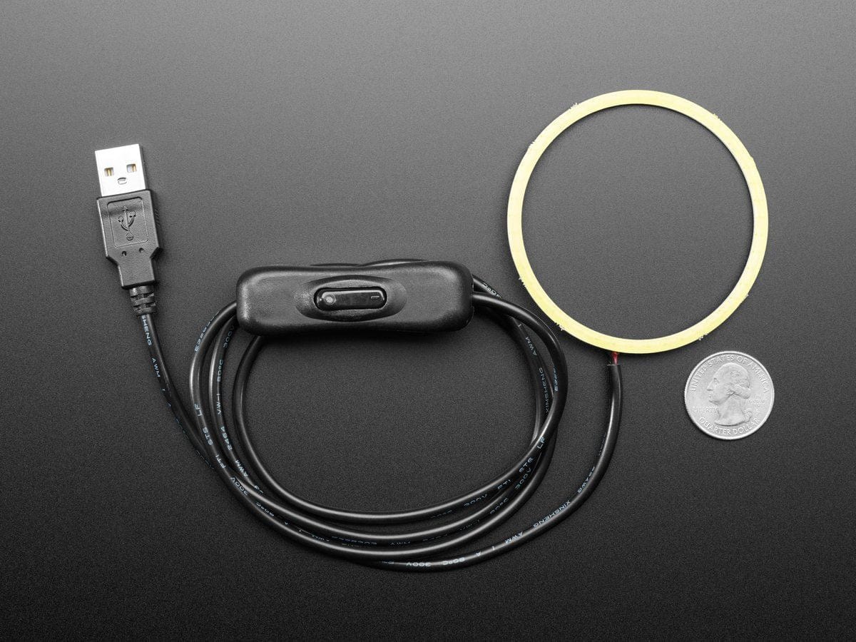 Cool White LED Ring Light with USB Cable and On/Off Switch (70mm Diameter 5V) by The Pi Hut - The Pi Hut