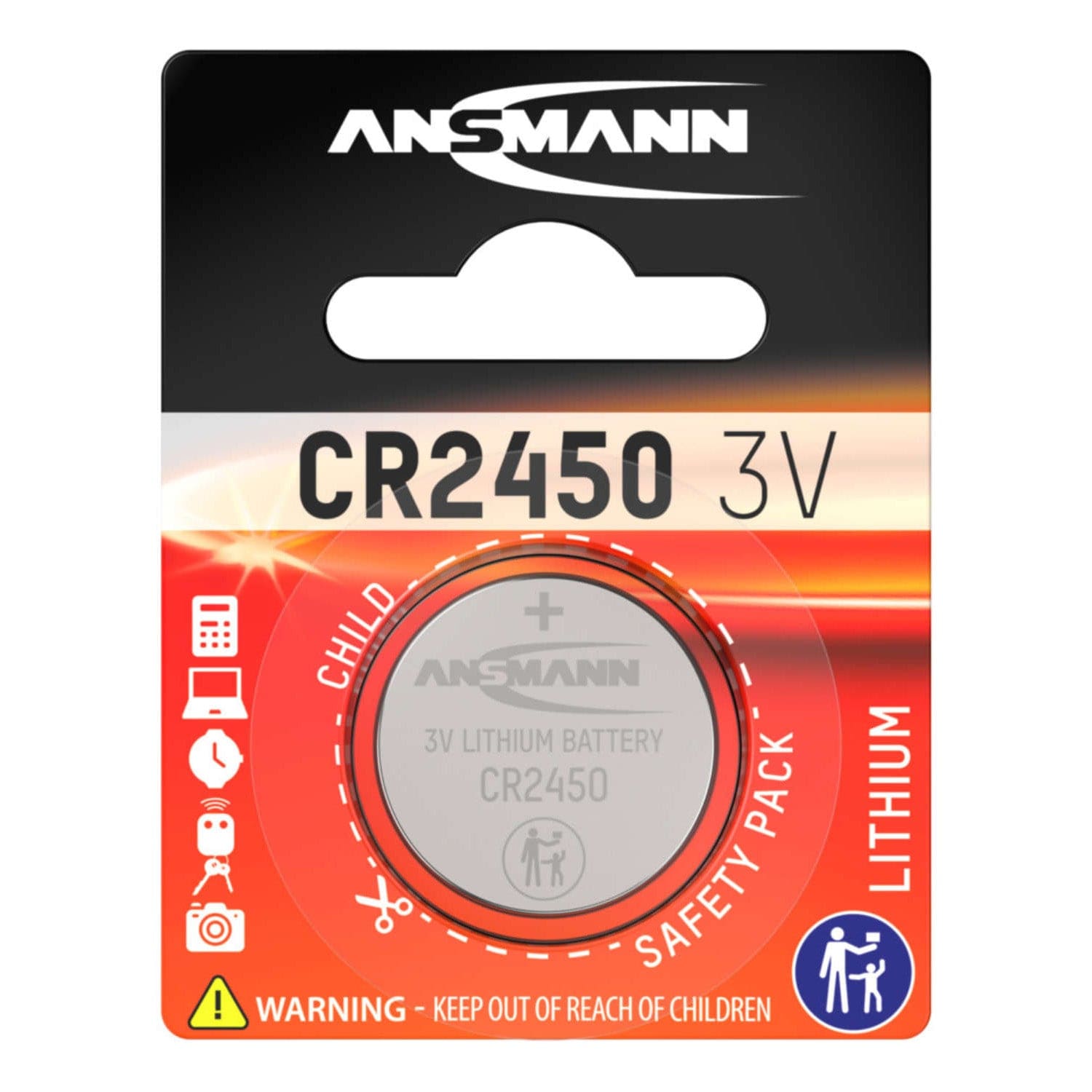 CR2450 3V Lithium Coin Cell Battery by ANSMANN - The Pi Hut