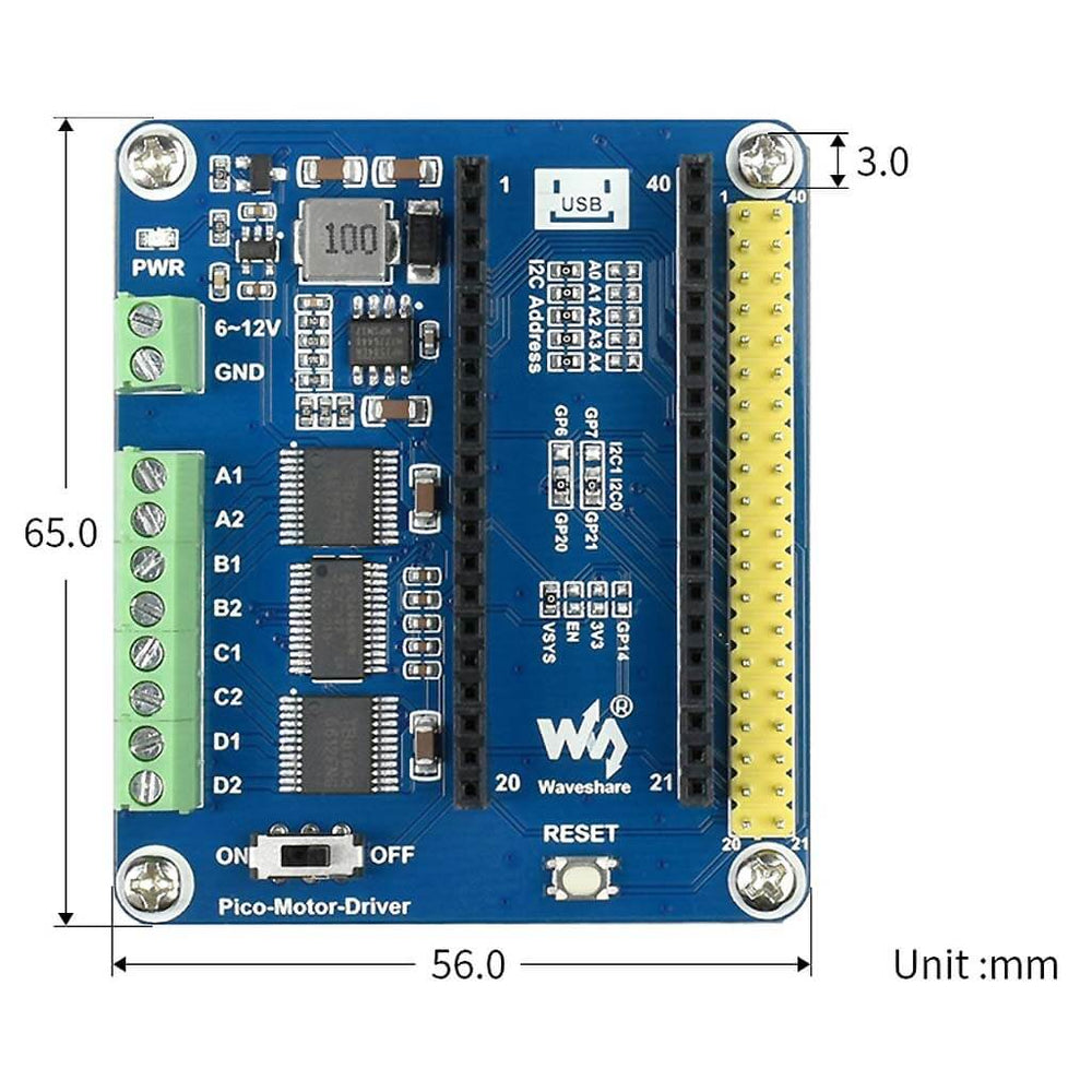 DC Motor Driver Module for Raspberry Pi Pico by Waveshare - The Pi Hut