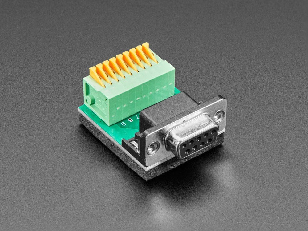 DE-9 (DB-9) Female Socket to Terminal Spring Block Adapter by The Pi Hut - The Pi Hut