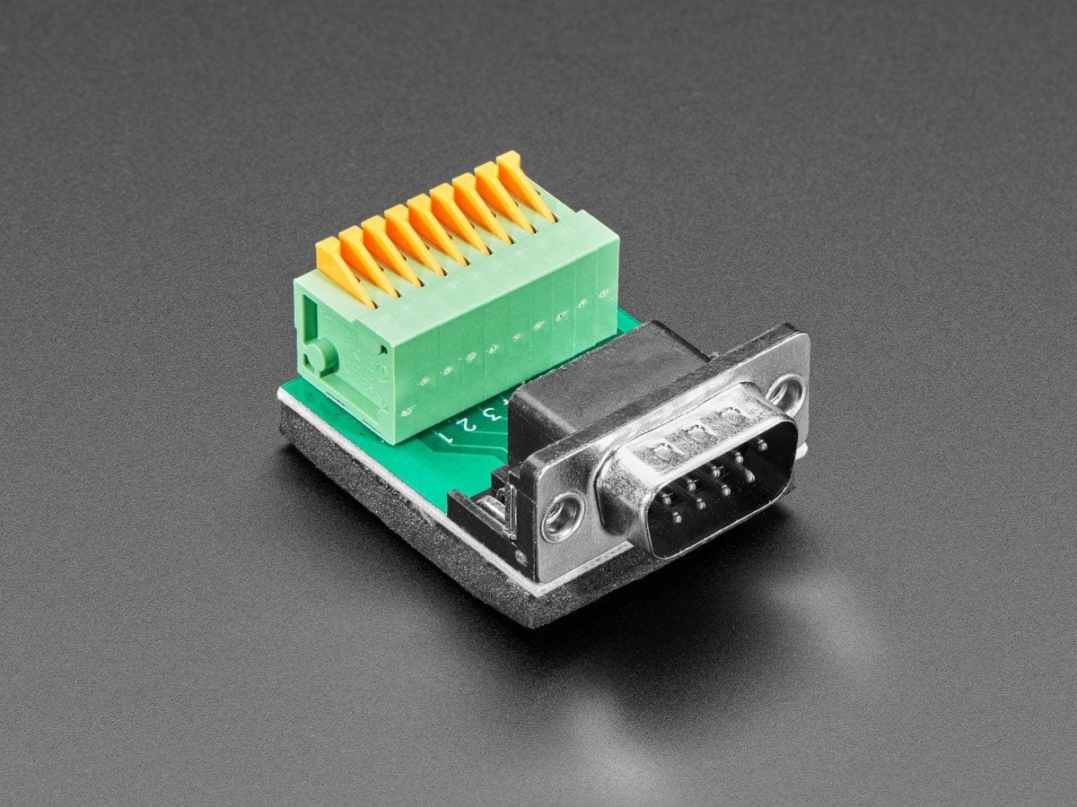 DE-9 (DB-9) Male Plug to Terminal Spring Block Adapter by The Pi Hut - The Pi Hut