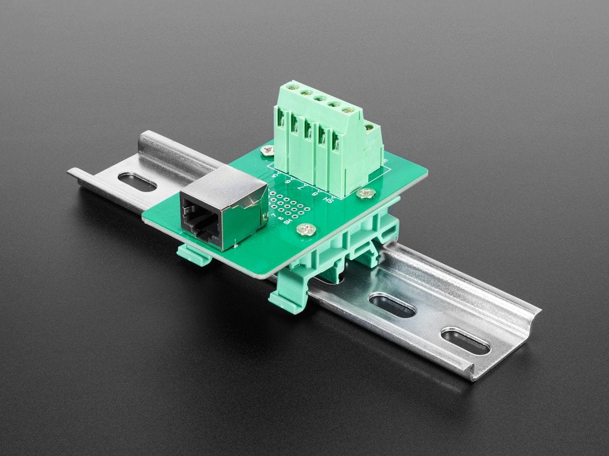 DIN Rail RJ-45 To Terminal Block Adapter (Right Angle Jack) by The Pi Hut - The Pi Hut