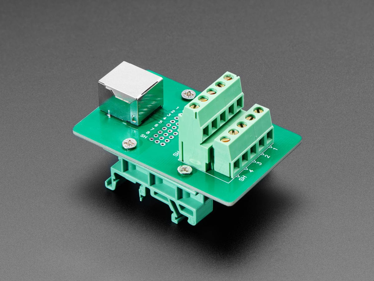 DIN Rail RJ-45 To Terminal Block Adapter (Right Angle Jack) by The Pi Hut - The Pi Hut