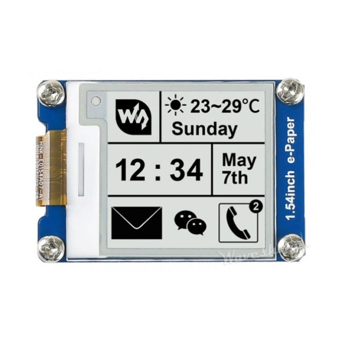 E-Ink Display Module SPI - 1.54" (200x200) by Waveshare - The Pi Hut