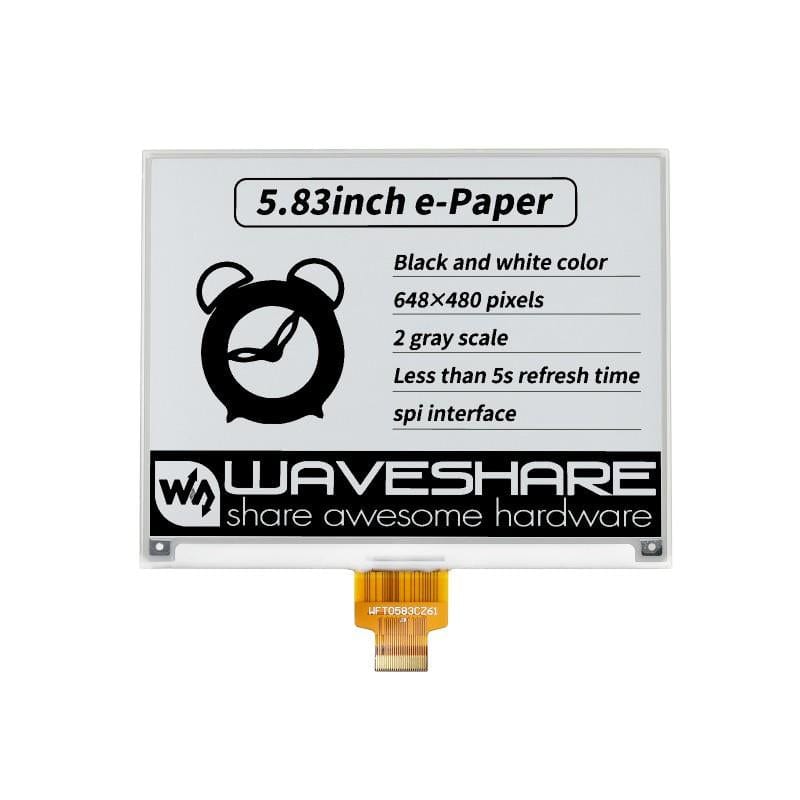 E-Ink Display Raw Panel 5.83" (648x480) by Waveshare - The Pi Hut