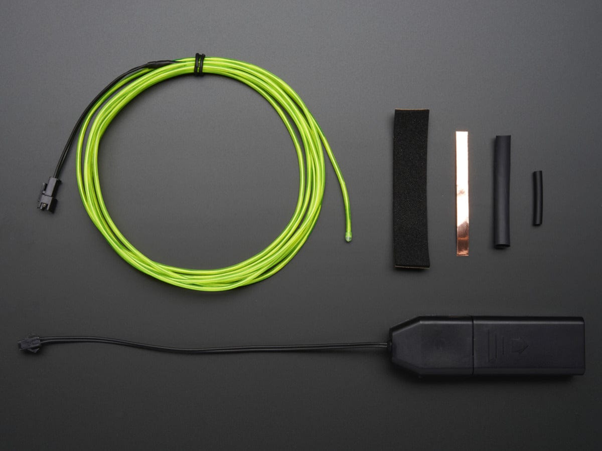 EL wire starter pack - Green 2.5 meter (8.2 ft) - The Pi Hut