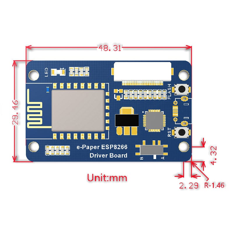 ESP8266 Driver Board for e-Paper e-Ink Raw Panels by Waveshare - The Pi Hut