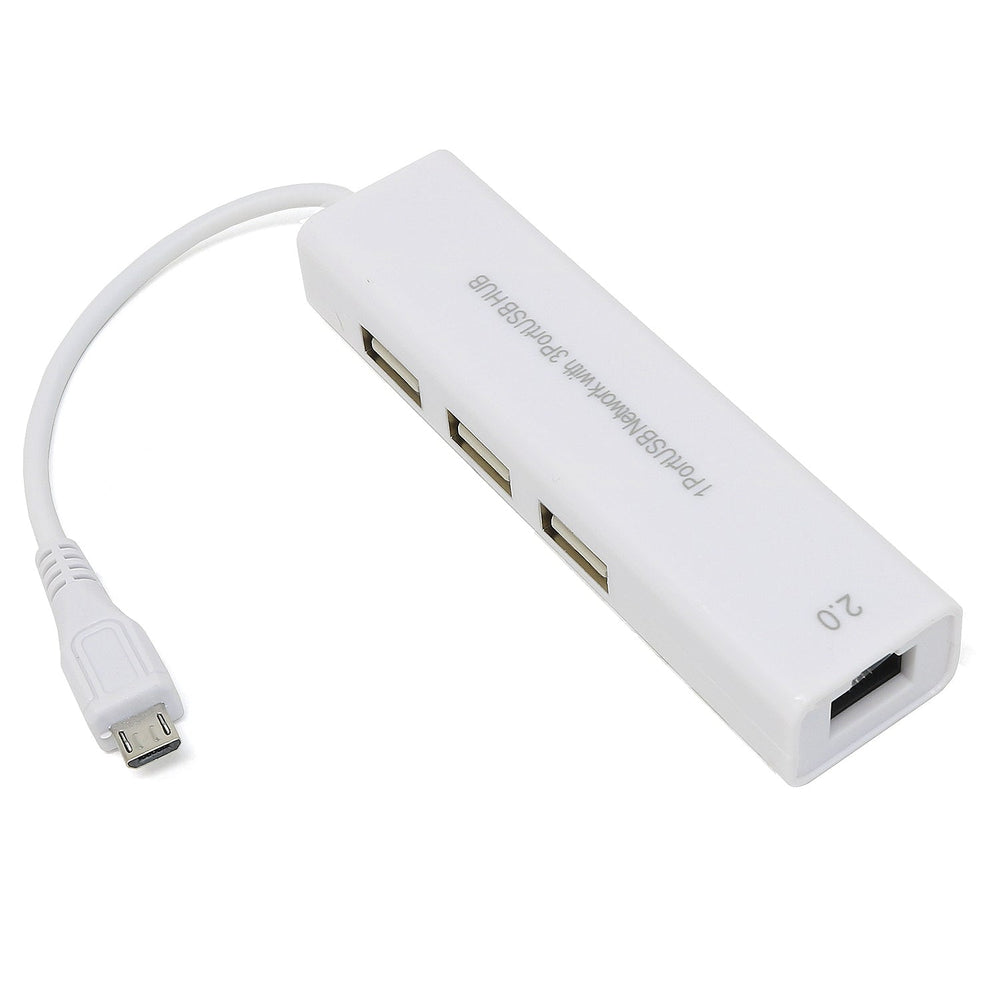 Ethernet and USB Hub with Micro-USB OTG Connector by The Pi Hut - The Pi Hut