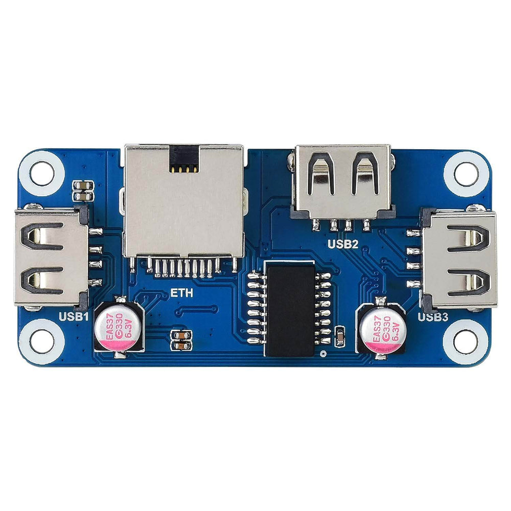 Ethernet / USB HUB HAT for Raspberry Pi (1x RJ45 & 3x USB 2.0) - The Pi Hut