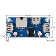 Ethernet / USB HUB HAT for Raspberry Pi (1x RJ45 & 3x USB 2.0) - The Pi Hut