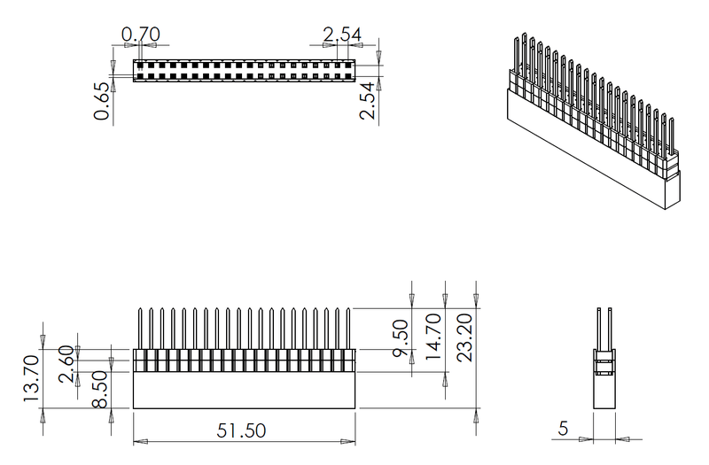 Extra-Tall Push-Fit Stacking GPIO Header for Raspberry Pi - Double Shroud - The Pi Hut