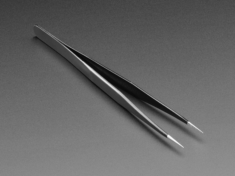 Fine tip straight tweezers - ESD safe (135mm) by The Pi Hut - The Pi Hut