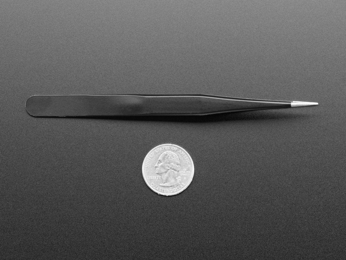 Fine tip straight tweezers - ESD safe (135mm) by The Pi Hut - The Pi Hut