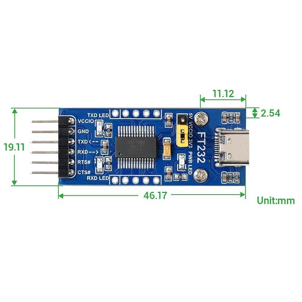 FT232 USB UART Board (USB-C) by Waveshare - The Pi Hut