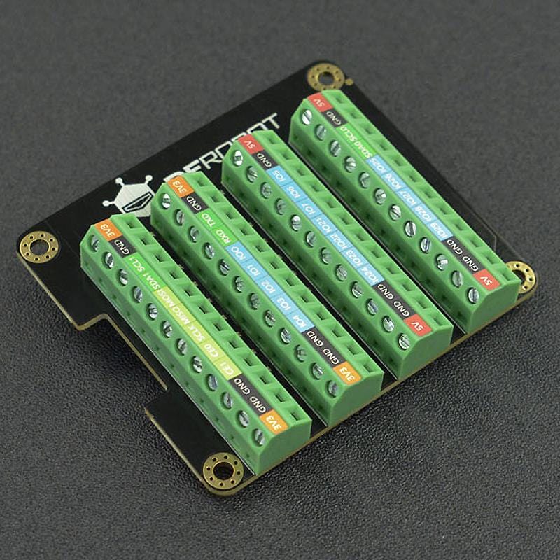 GPIO Terminal Block HAT with LED indicators by DFRobot - The Pi Hut