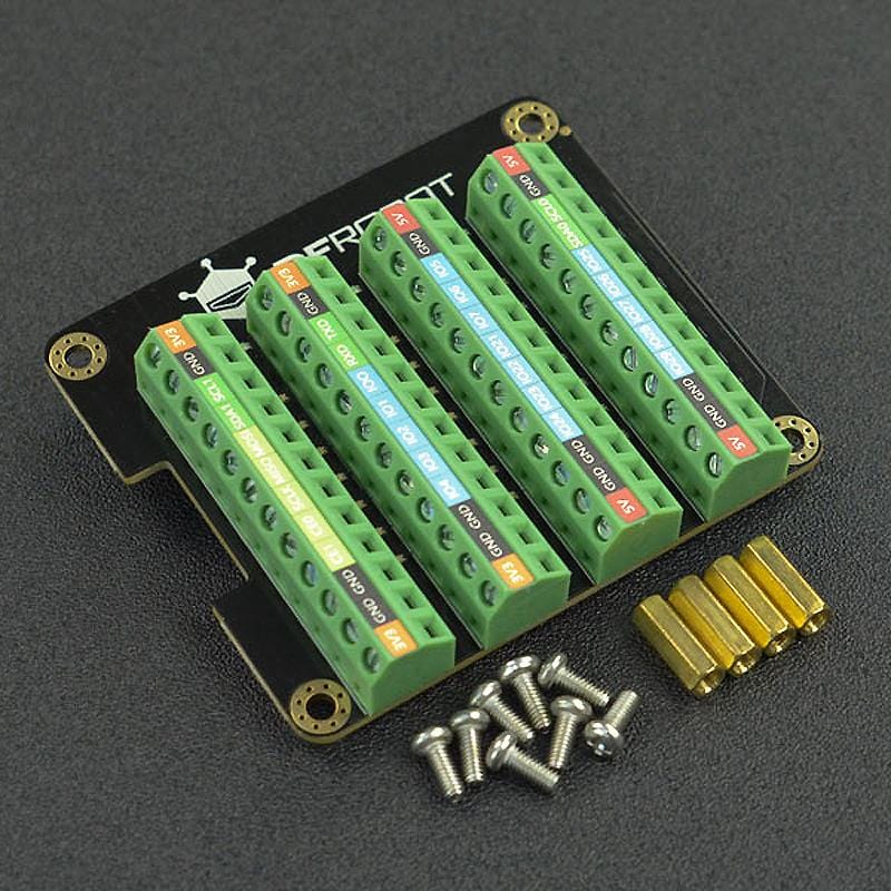 GPIO Terminal Block HAT with LED indicators by DFRobot - The Pi Hut