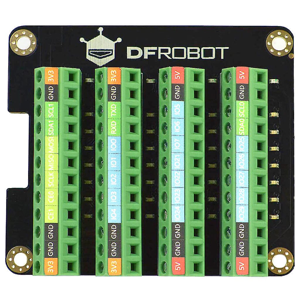 GPIO Terminal Block HAT with LED indicators by DFRobot - The Pi Hut