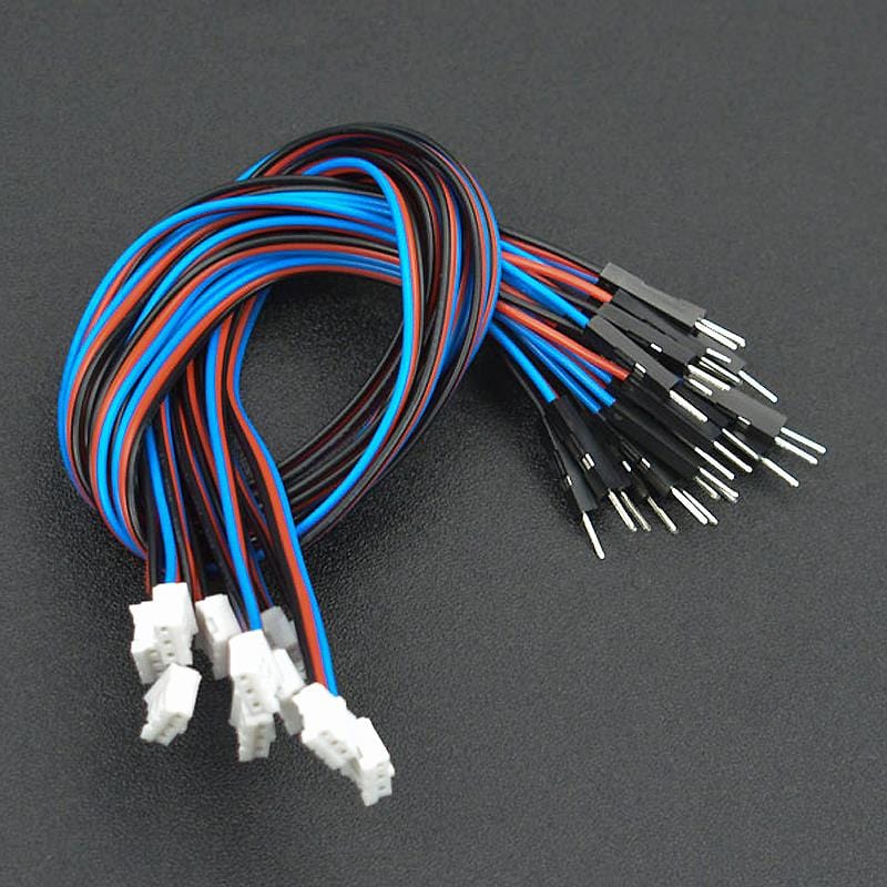 Gravity: Analog 3-pin PH2.0 to Male Jumper Cables (30cm, 10-Pack) by DFRobot - The Pi Hut