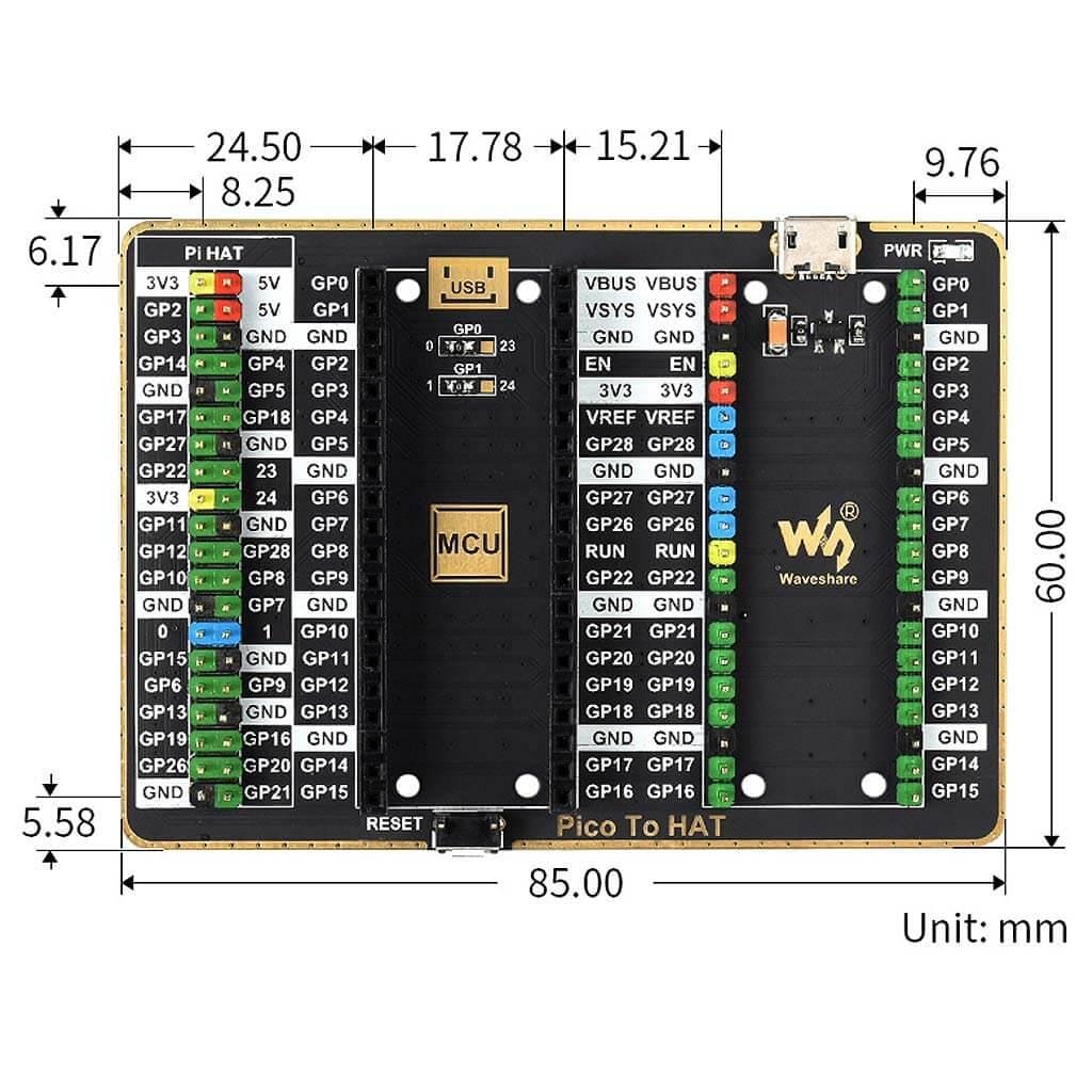 HAT-Compatible GPIO Expander for Raspberry Pi Pico by Waveshare - The Pi Hut