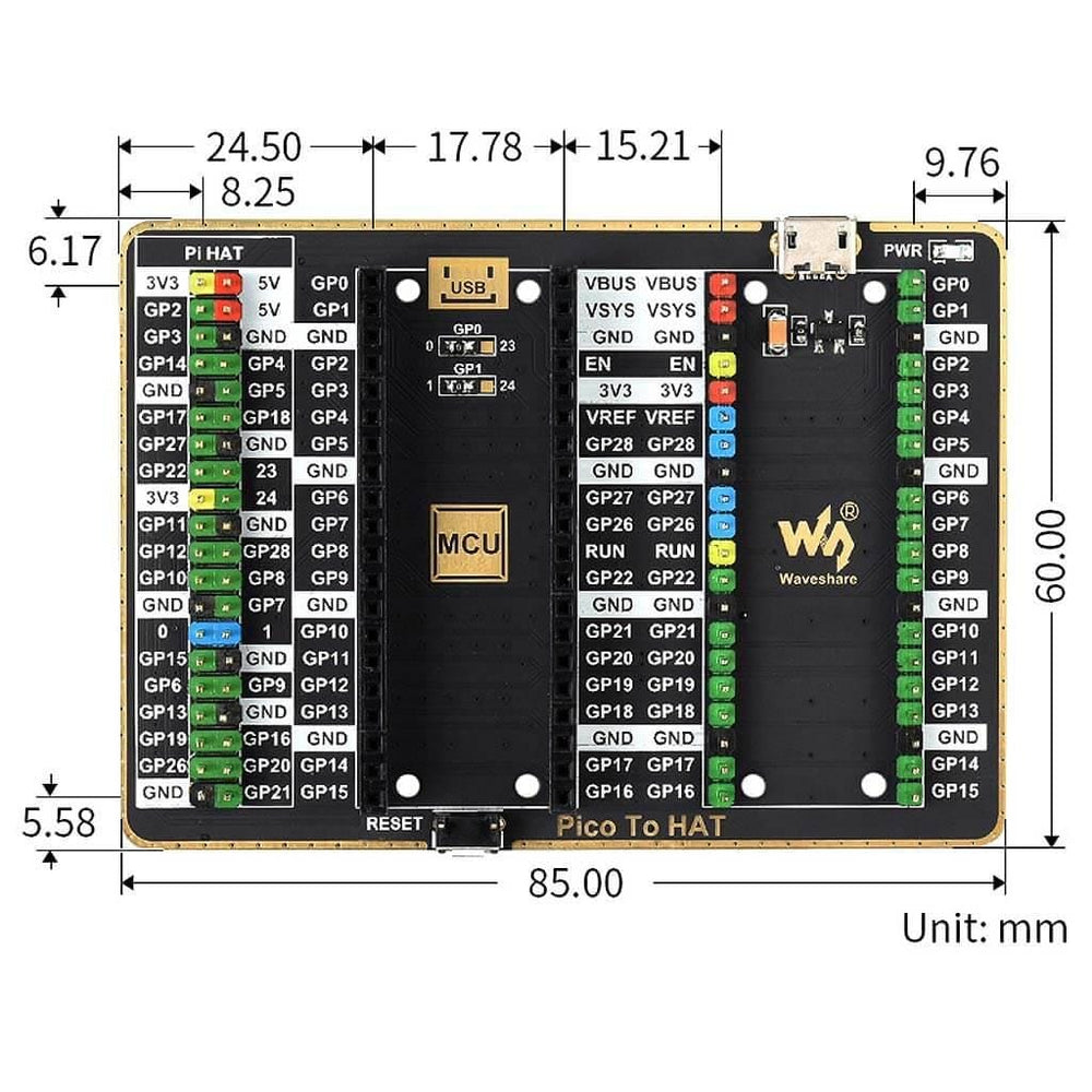 HAT-Compatible GPIO Expander for Raspberry Pi Pico by Waveshare - The Pi Hut