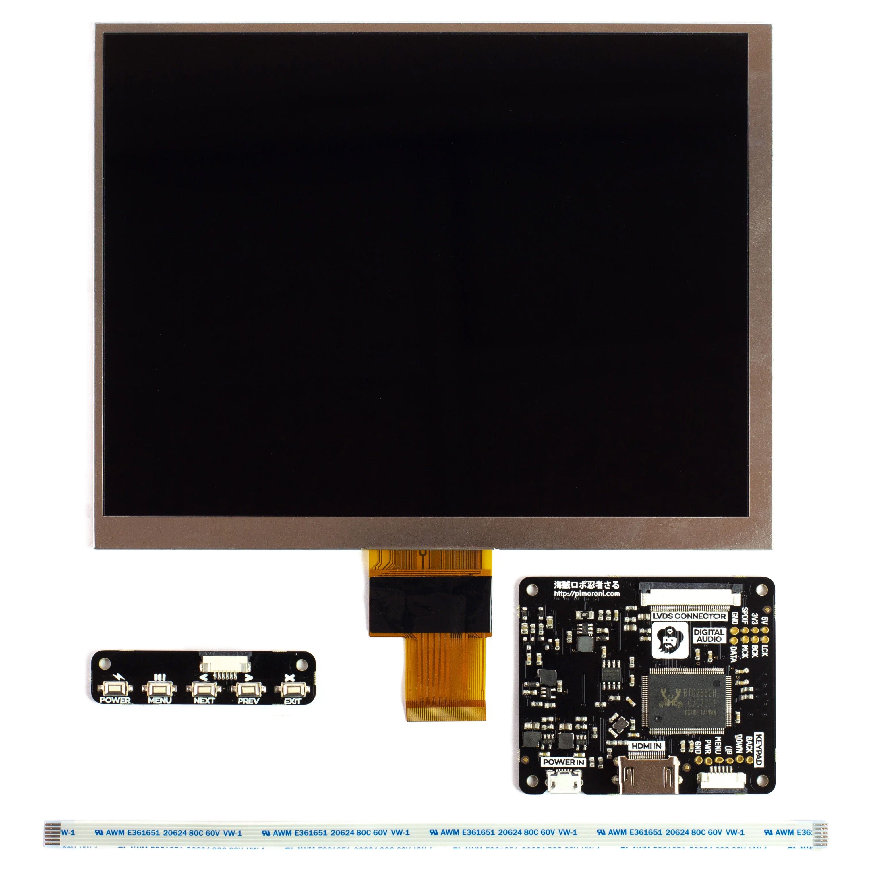 HDMI 8" IPS LCD Screen Kit (1024x768) by Pimoroni - The Pi Hut
