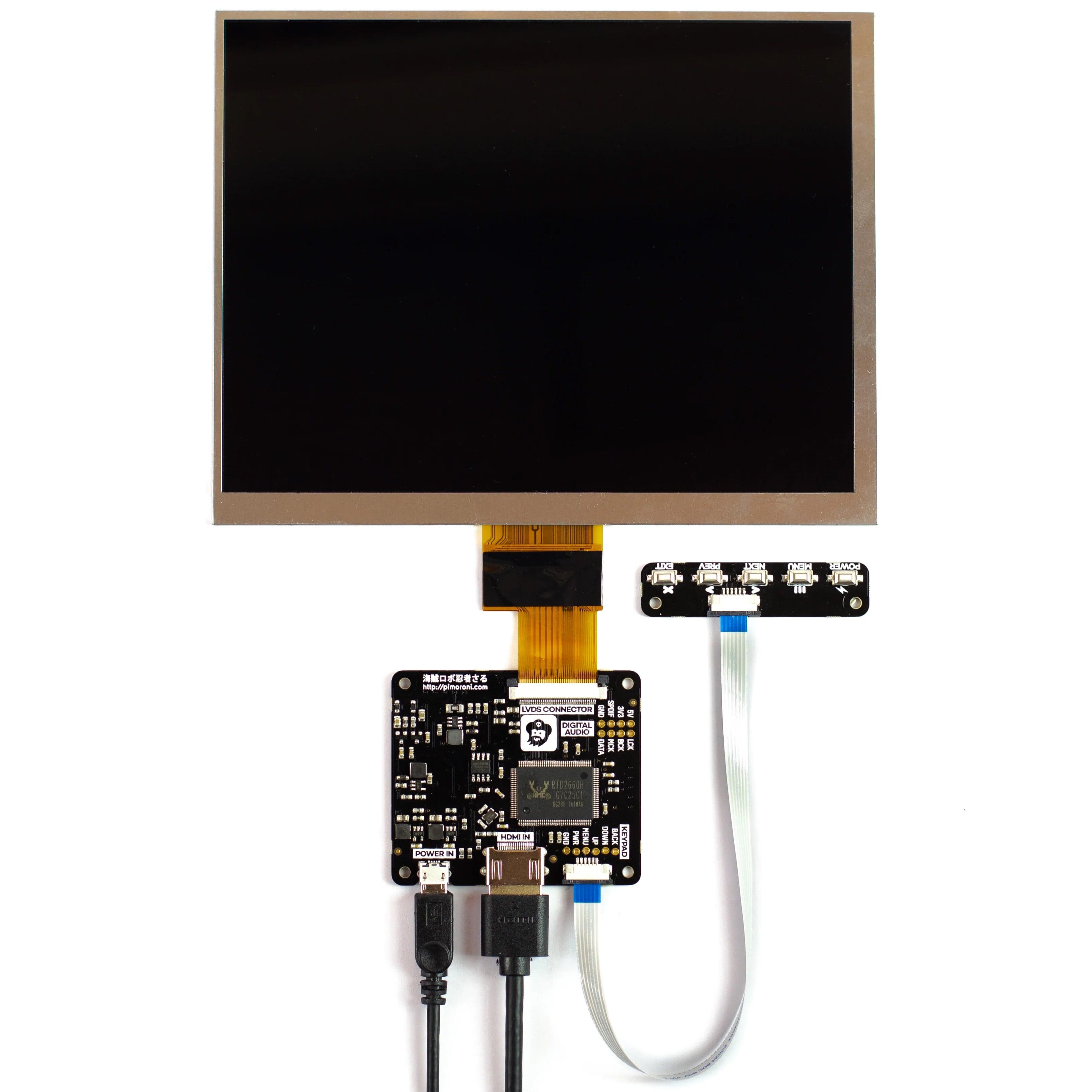 HDMI 8" IPS LCD Screen Kit (1024x768) by Pimoroni - The Pi Hut