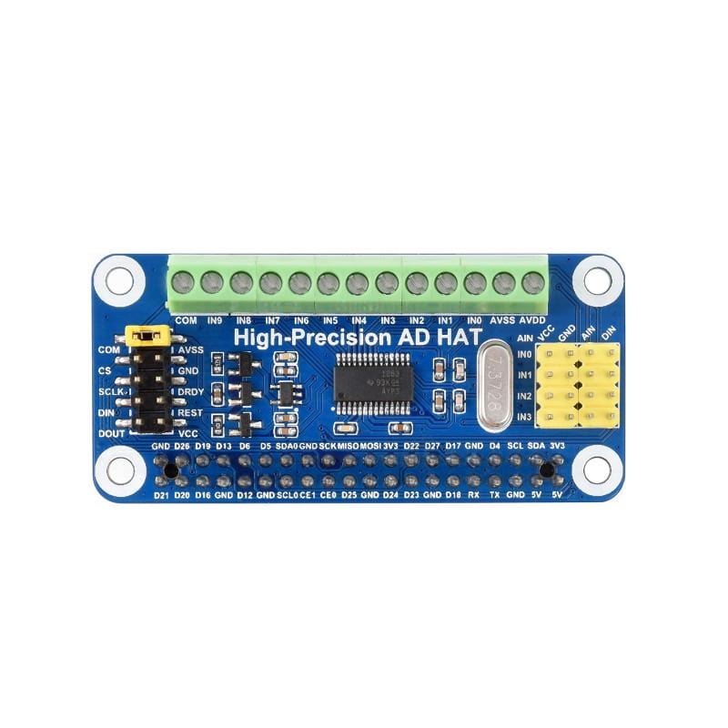 High-Precision ADC HAT For Raspberry Pi (10-Channel 32-Bit) by Waveshare - The Pi Hut