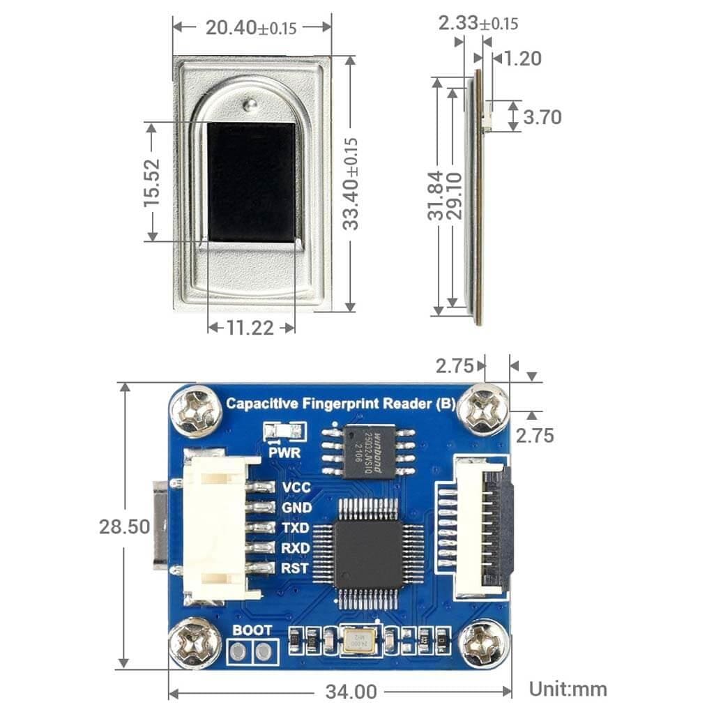 High Precision Capacitive Fingerprint Reader (B) by Waveshare - The Pi Hut