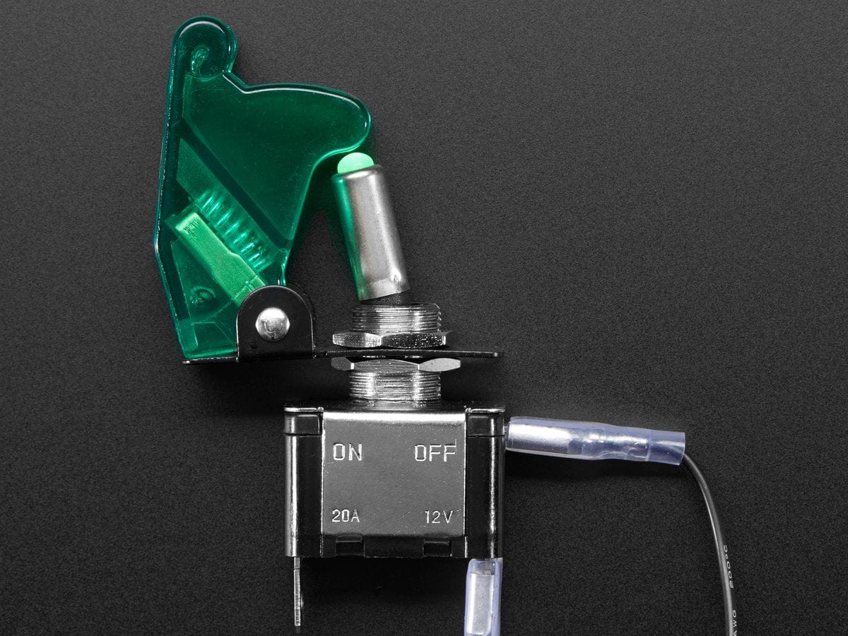 Illuminated Toggle Switch with Cover - Green by The Pi Hut - The Pi Hut