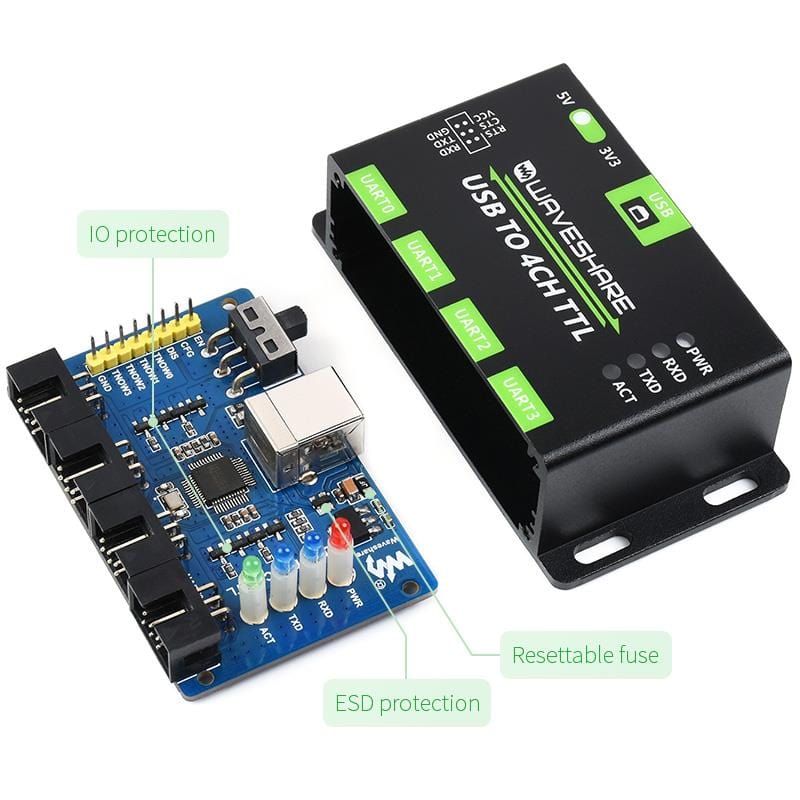 Industrial 4-Channel USB to UART Converter by Waveshare - The Pi Hut