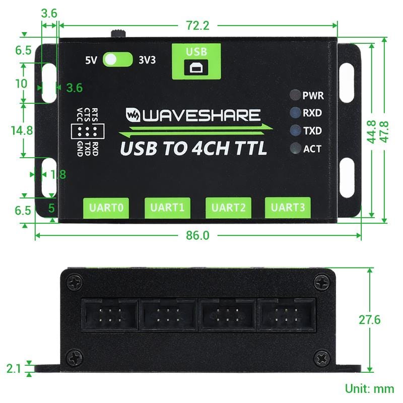 Industrial 4-Channel USB to UART Converter by Waveshare - The Pi Hut