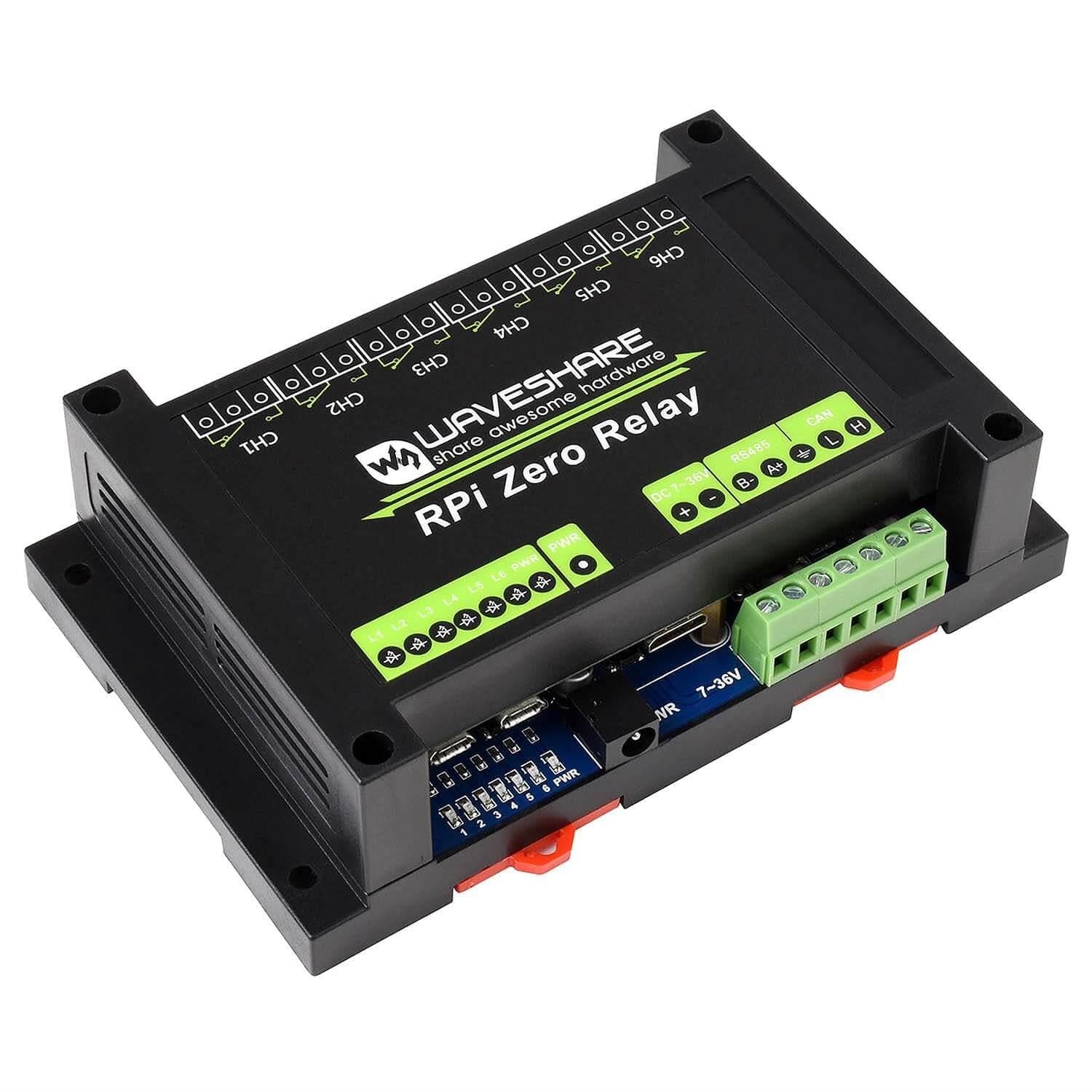 Industrial 6-Channel Relay Module for Raspberry Pi Zero by Waveshare - The Pi Hut