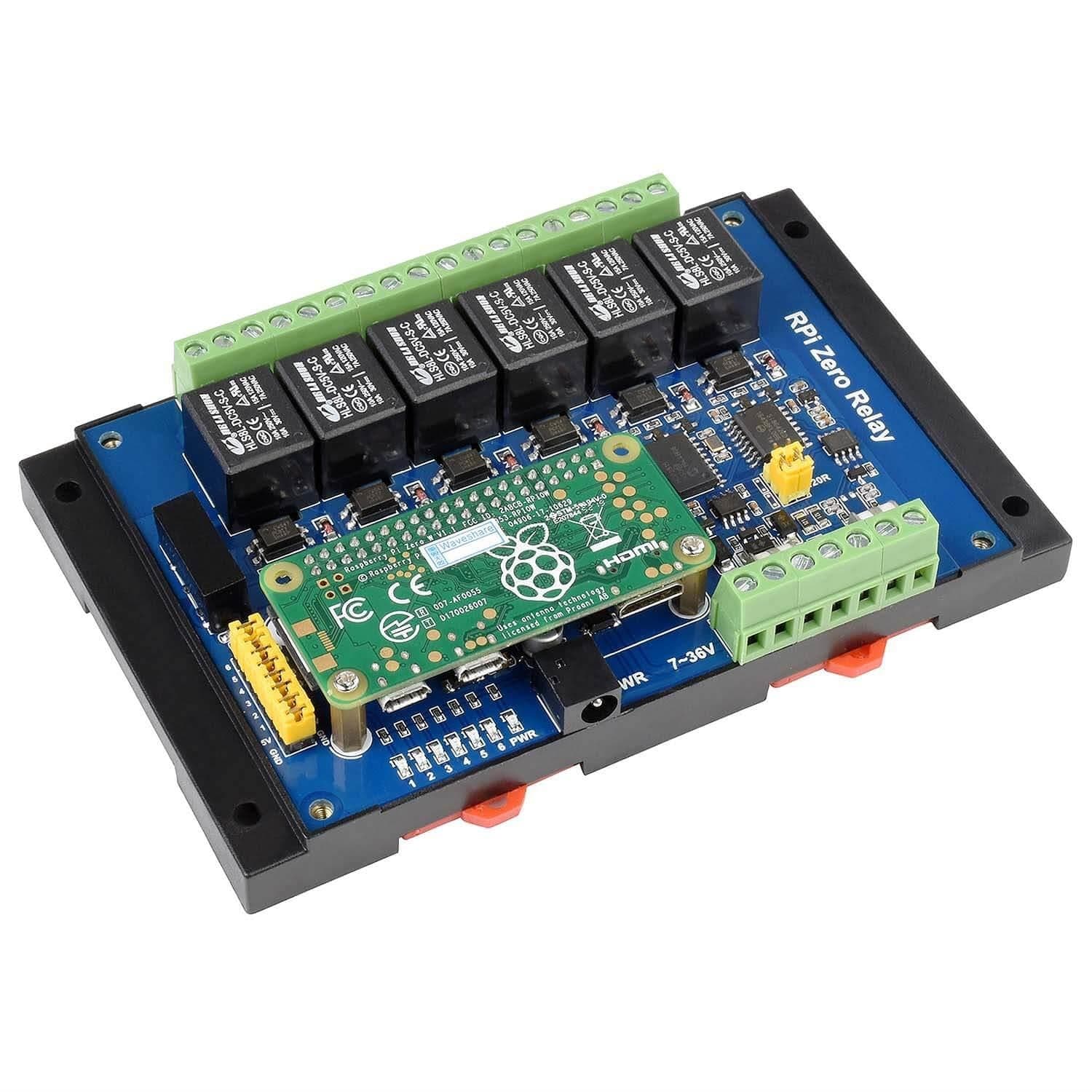 Industrial 6-Channel Relay Module for Raspberry Pi Zero by Waveshare - The Pi Hut