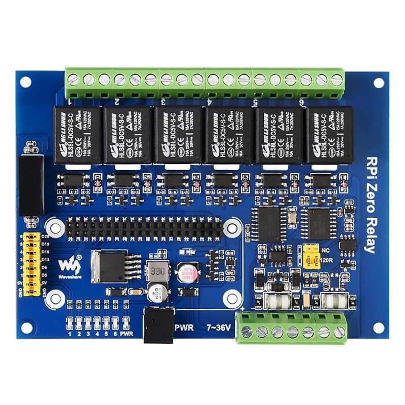 Industrial 6-Channel Relay Module for Raspberry Pi Zero by Waveshare - The Pi Hut