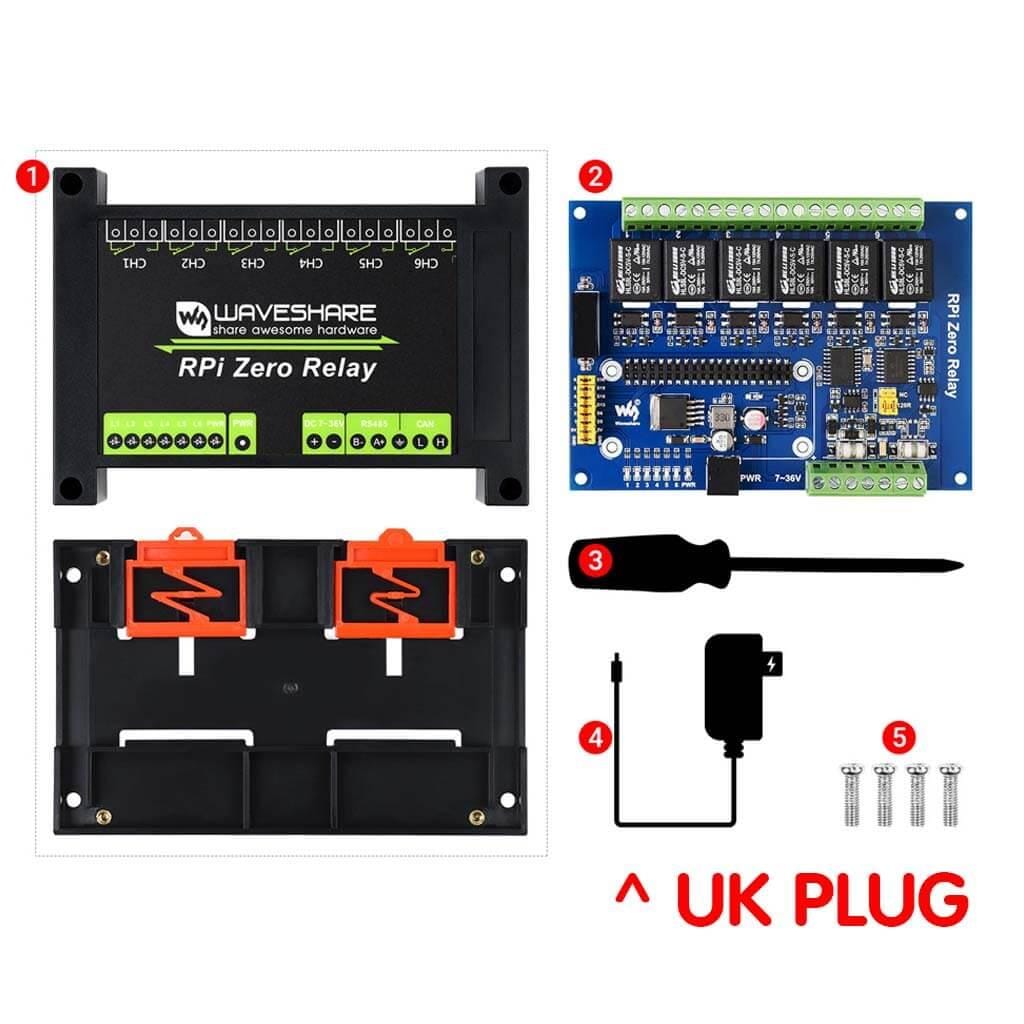 Industrial 6-Channel Relay Module for Raspberry Pi Zero by Waveshare - The Pi Hut