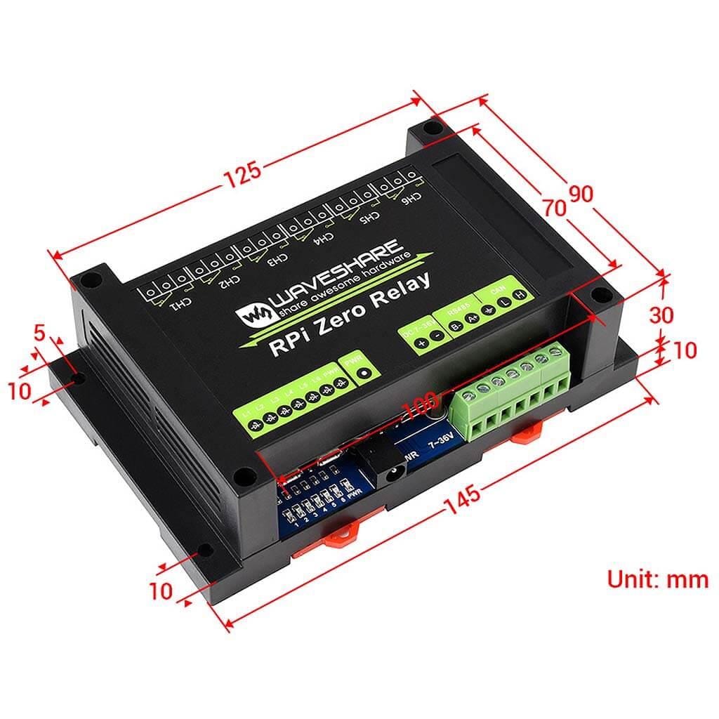 Industrial 6-Channel Relay Module for Raspberry Pi Zero by Waveshare - The Pi Hut