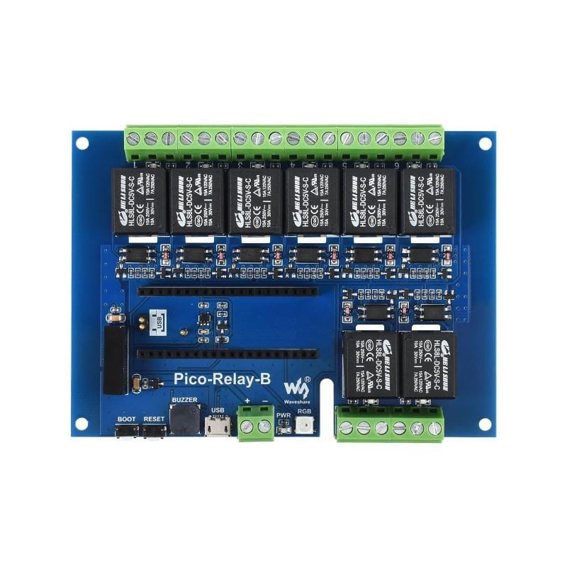 Industrial 8-Channel Relay Module for Raspberry Pi Pico by Waveshare - The Pi Hut