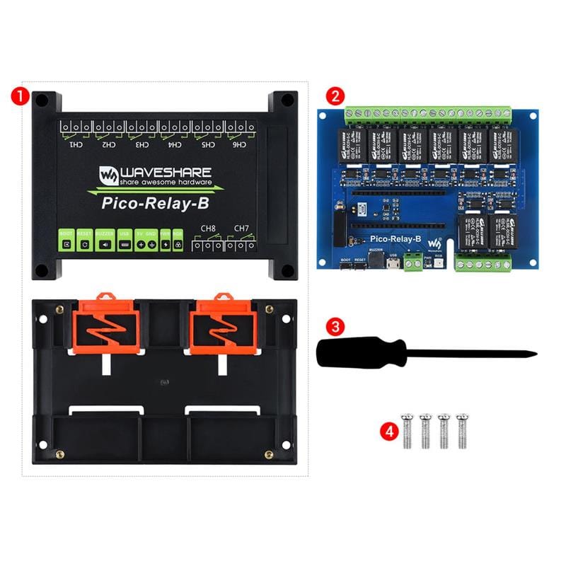 Industrial 8-Channel Relay Module for Raspberry Pi Pico by Waveshare - The Pi Hut