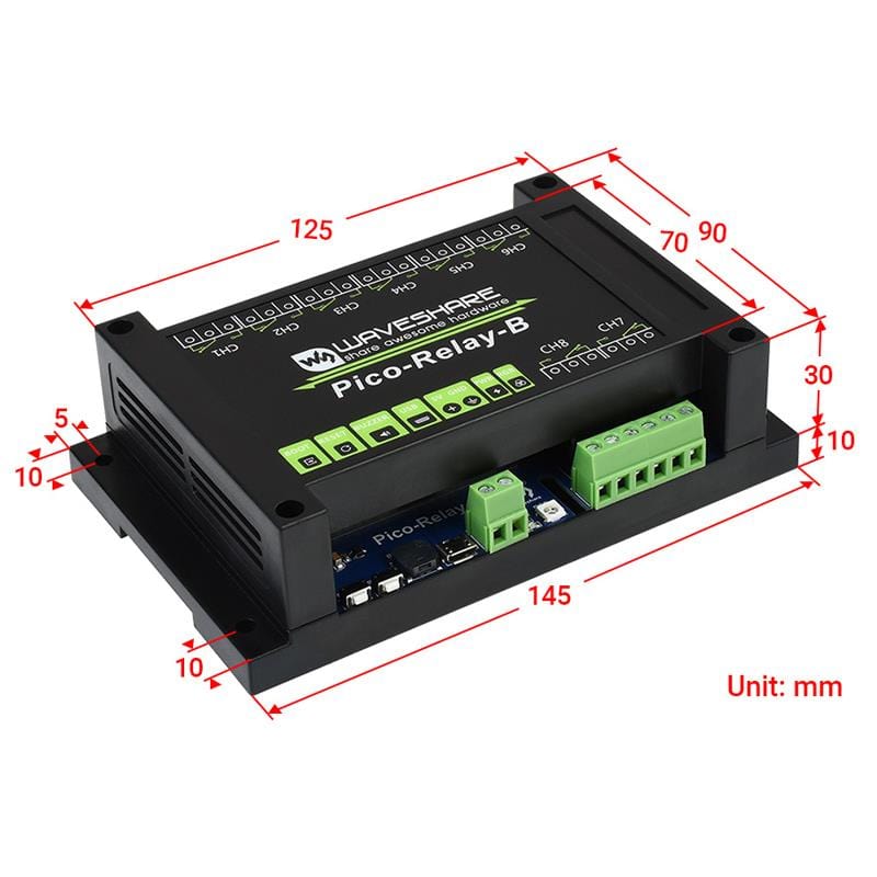 Industrial 8-Channel Relay Module for Raspberry Pi Pico by Waveshare - The Pi Hut