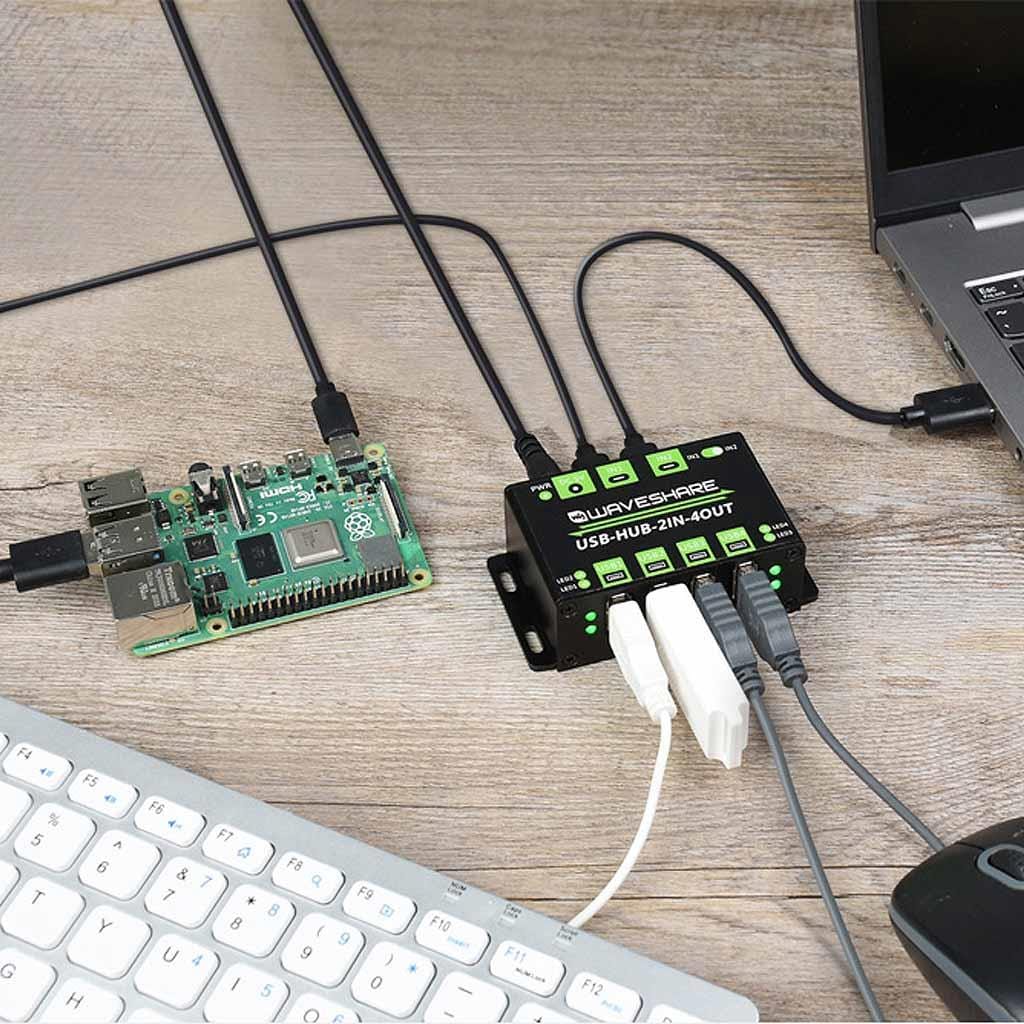 Industrial Grade Dual-Host USB Hub (4x USB 2.0) by Waveshare - The Pi Hut