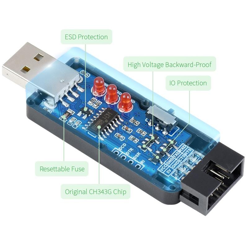 Industrial USB to TTL Converter (CH343G) by Waveshare - The Pi Hut
