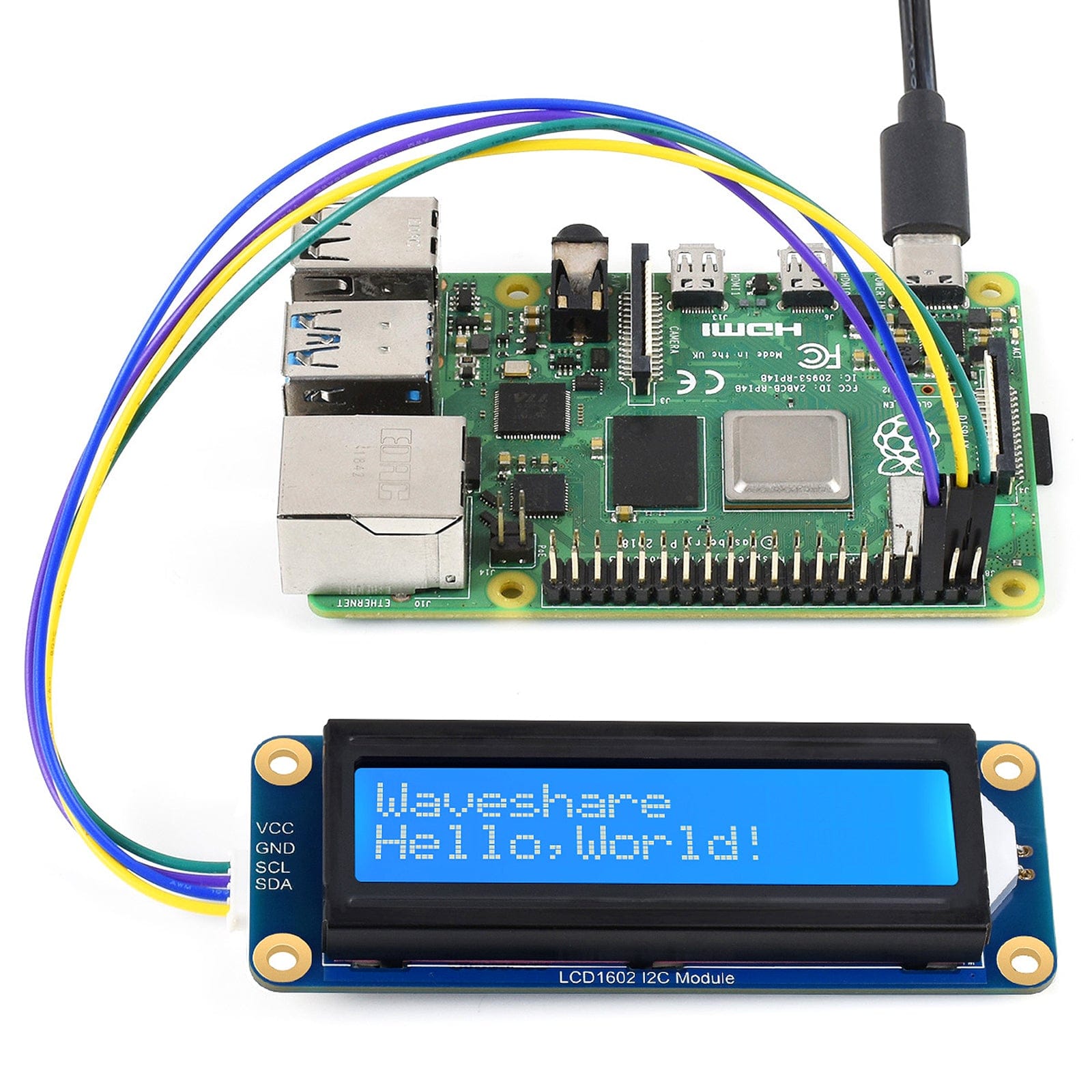 I2C 16x2 LCD Module by Waveshare - The Pi Hut