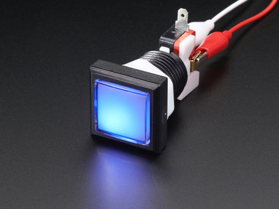 LED Illuminated Pushbutton - 30mm Square by The Pi Hut - The Pi Hut