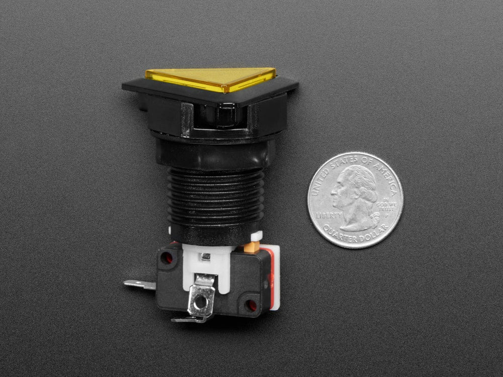 LED Illuminated Triangle Pushbutton A.K.A 1960s Sci-Fi Buttons (Yellow) by The Pi Hut - The Pi Hut