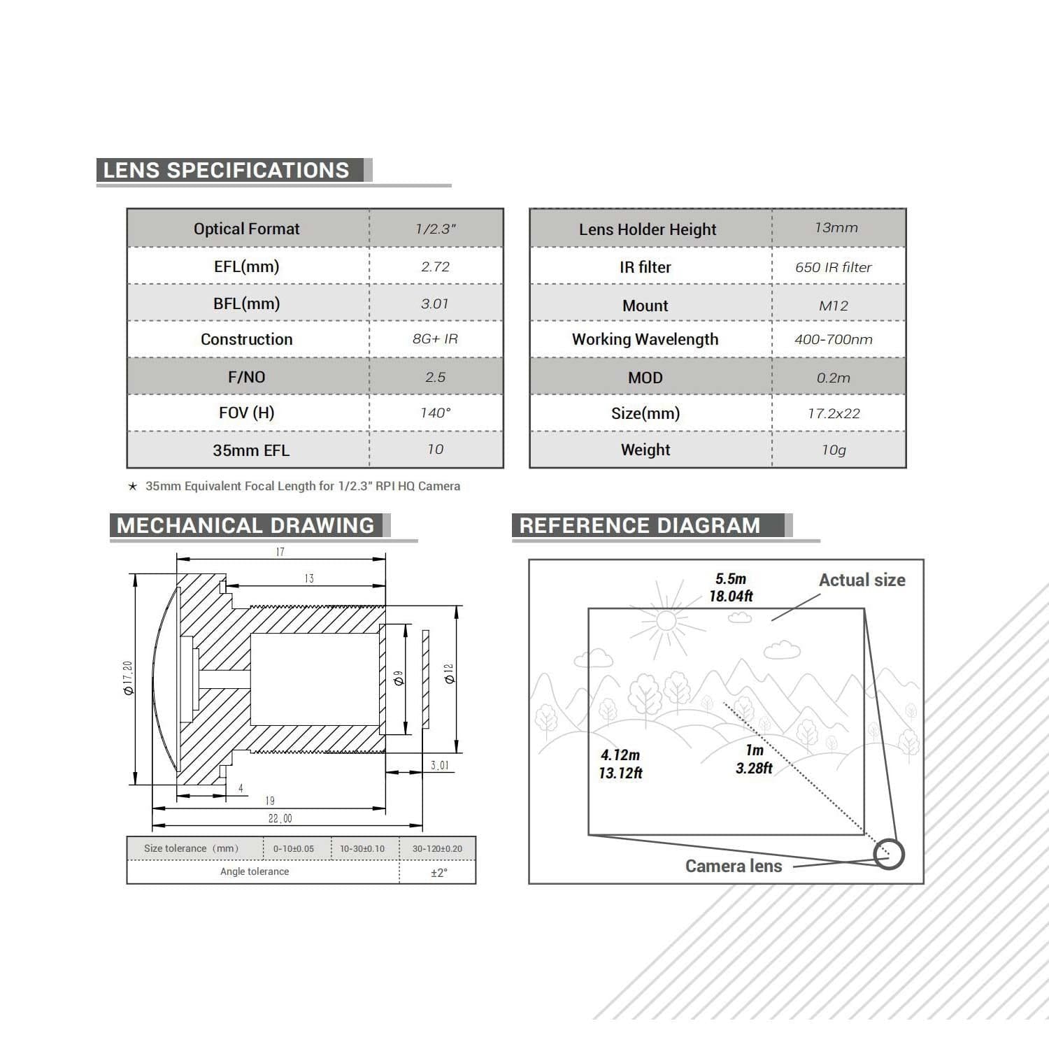 M12 Lens - 140-Degree Ultra-Wide Angle with Raspberry Pi HQ Camera Adapter by Arducam - The Pi Hut
