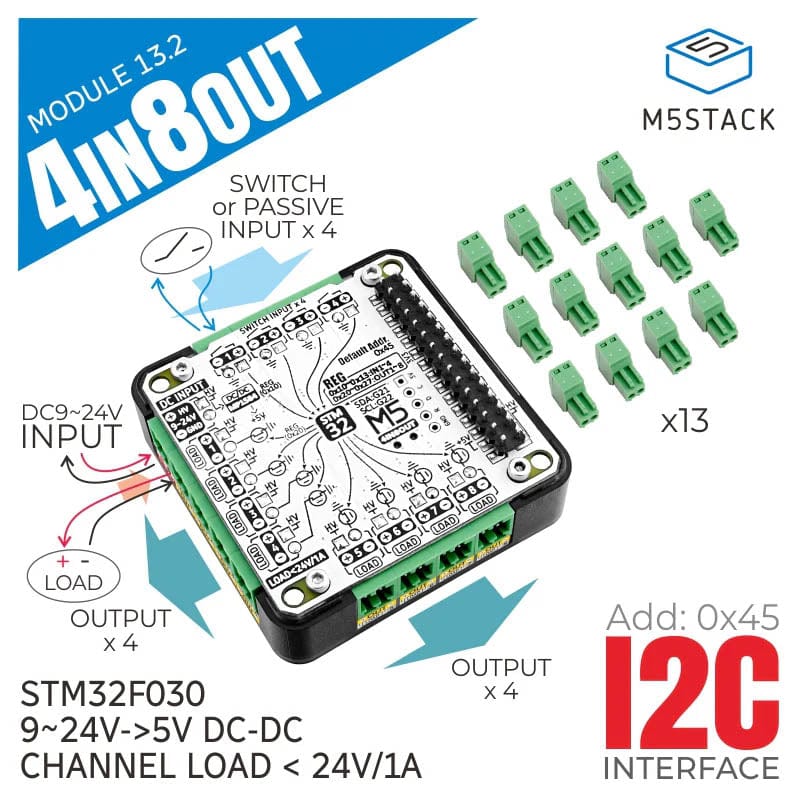 M5Stack 4IN8OUT Multi-channel DC Drive Module (STM32F030) by M5Stack - The Pi Hut